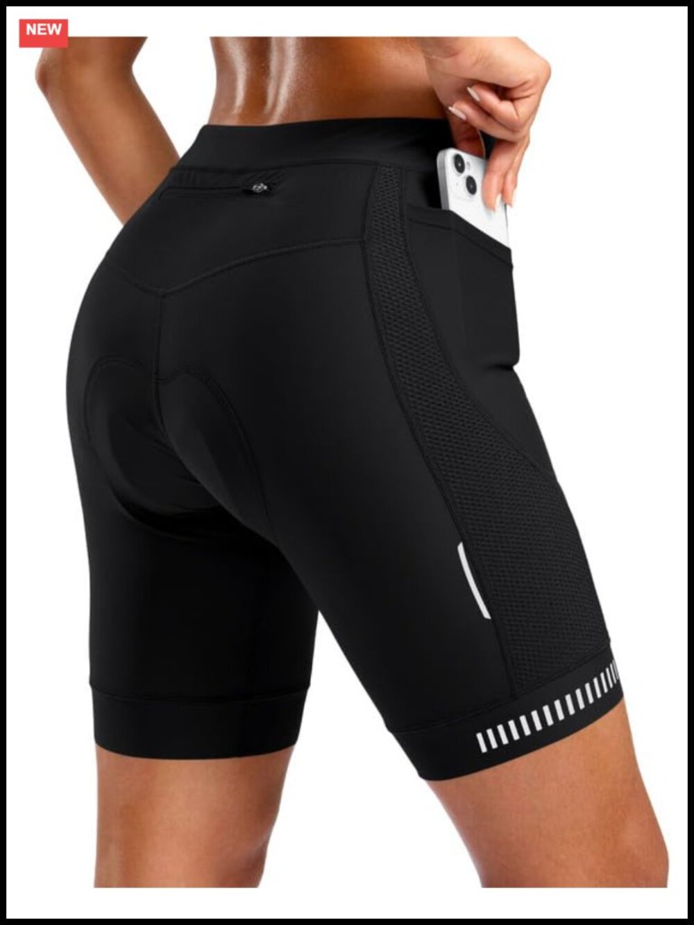4D Padded Bike Shorts Zipper Pocket High Waist Gel Cycling Biker Shorts